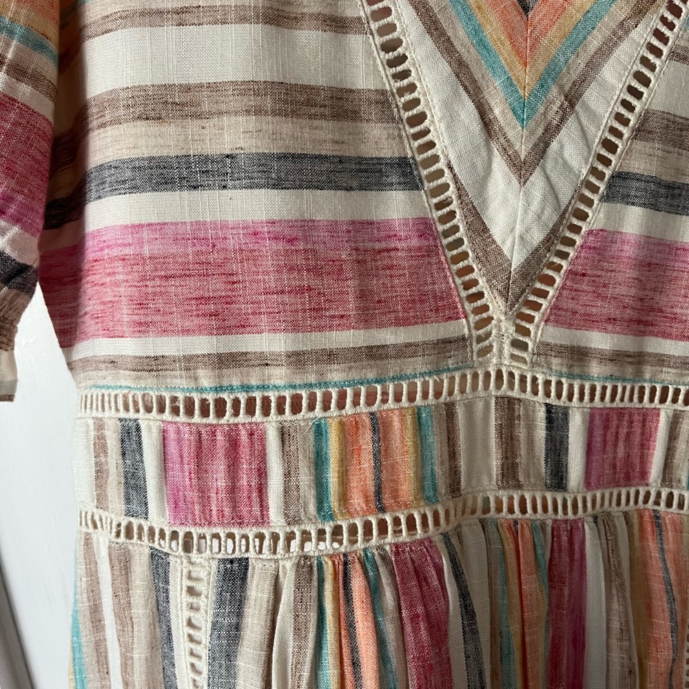 Colorful Striped V-Neck Midi Dress - Picture 4 of 4